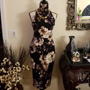 Sleeveless Floral Turtleneck Dress